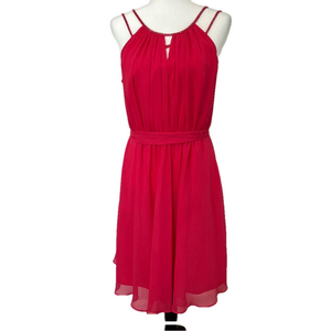 David’s Bridal Beaded Strap Pink Chiffon Beaded Strap Dress Womens 12 Party Gala